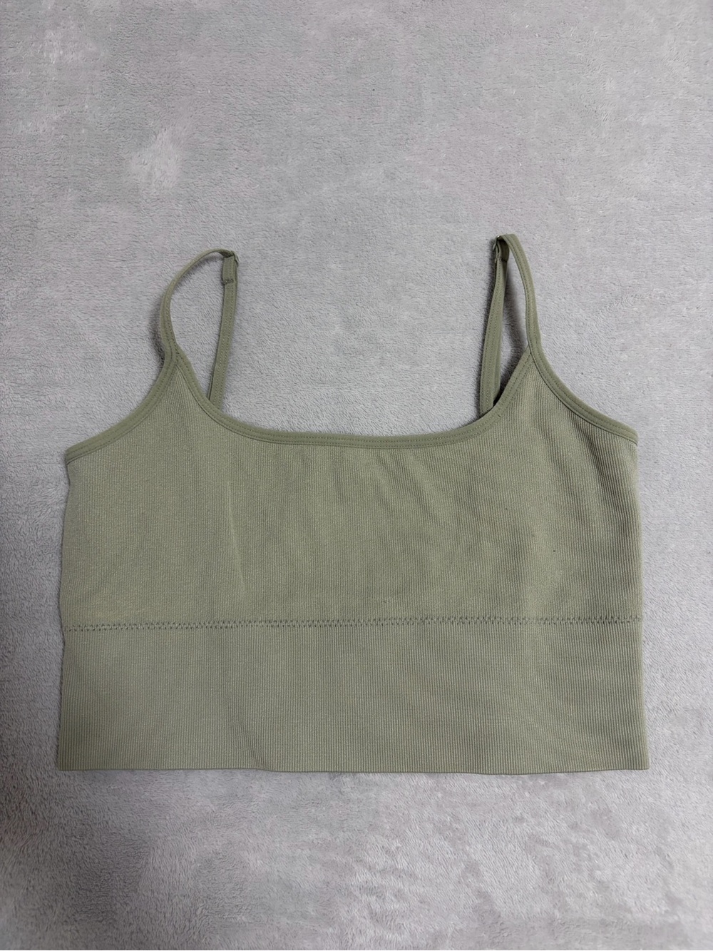 Garage Ribbed Bandeau Crop Top - Sage Green
